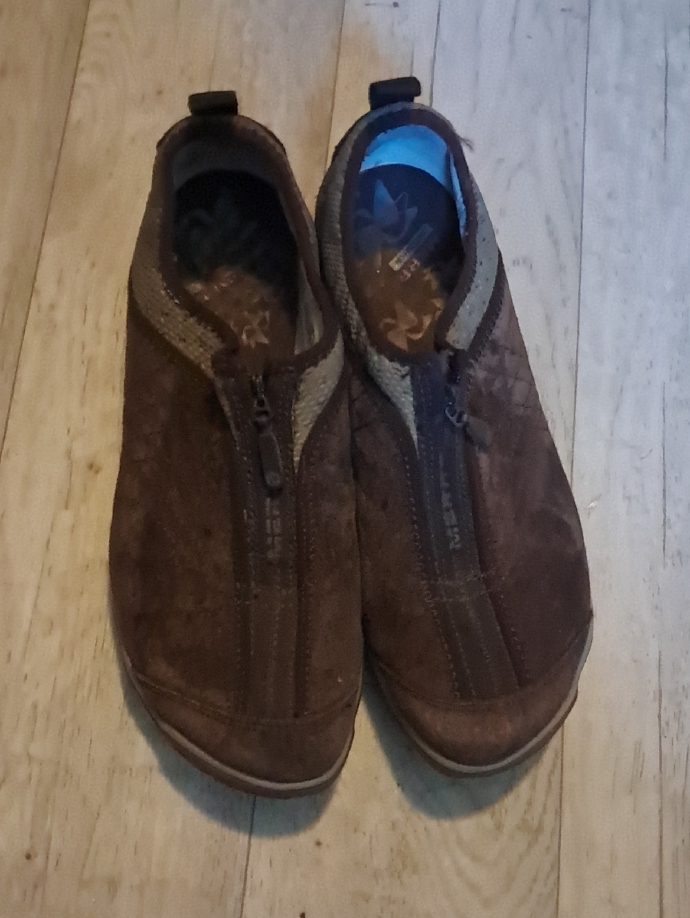 Merrell Brown Suede Leather Zip Front Slip-On Loafers Outdoor Hiking Athletic